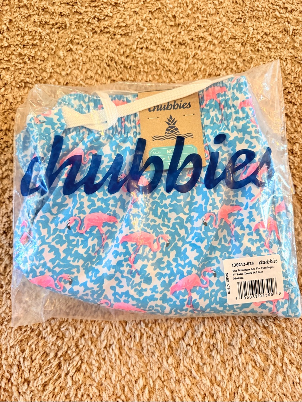chubbies Blue & Pink Flamingo 4” inseam, Swim Shorts